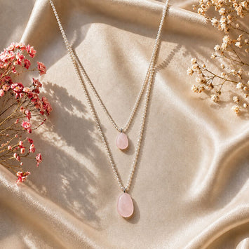 Healing Rose Quartz Agate Pendant Layered Chains