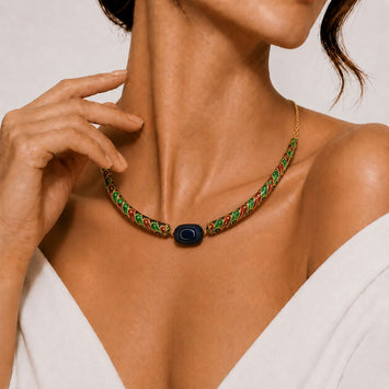 Royal Meenakari Hasli with Natural Blue Agate Stone Necklace