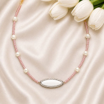 Calming Mother of Pearl and Crystal Necklace
