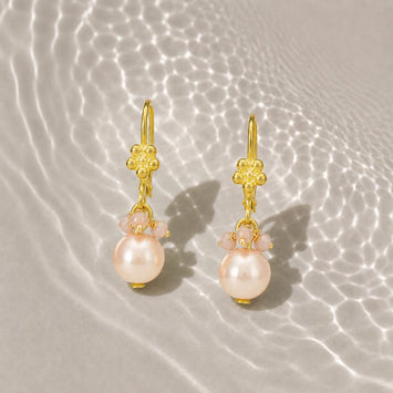 Light Pink Shell Pearl Shimmer Drop Earrings