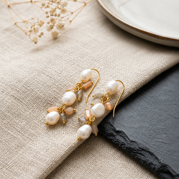 Freshwater Pearl Earrings with Handcrafted Crystal Drops