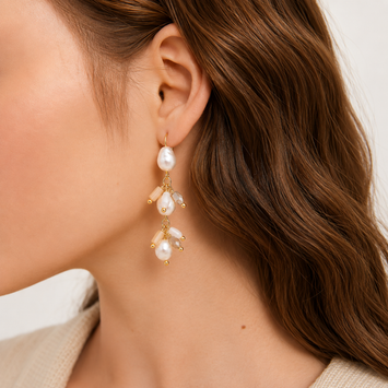 Freshwater Pearl Earrings with Handcrafted Crystal Drops