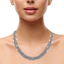 Classic Grey Gemstone Layered Necklace with Natural Pearls