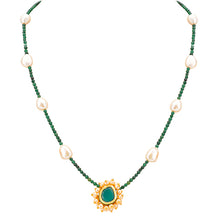 Blooming Floweret Emerald Green Kundan Meenakari Pearl Necklace