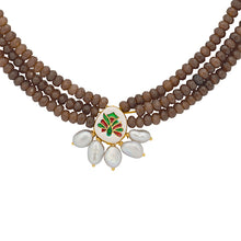 Divine Unblemished Brown Onyx and Emerald Green Kundan Necklace