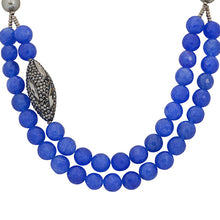 Lustrous Pearl and Blue Agate Necklace
