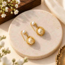 Handcrafted Pearl Mesh Wire Earings for Women