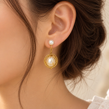 Handcrafted Pearl Mesh Wire Earings for Women