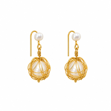 Handcrafted Pearl Mesh Wire Earings for Women