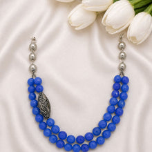 Lustrous Shell Pearl and Blue Agate Necklace