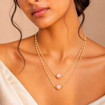 Sterling Golden Shell Pearl Necklace