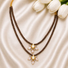 Splendid Brown Onyx and Pink Freshwater Pearl Drop Necklace