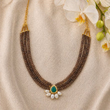 Divine Unblemished Brown Onyx and Emerald Green Kundan Necklace