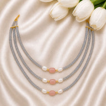 Piles of Grey Onyx and Pink Freshwater Pearls Necklace