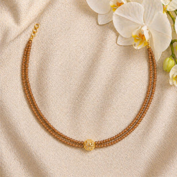 Beaded Brown Onyx and Gold Phulkari Beauty Necklace