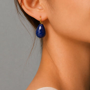Bold Midnight Blue Agate Beauty Earrings