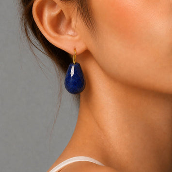 Bold Midnight Blue Agate Beauty Earrings