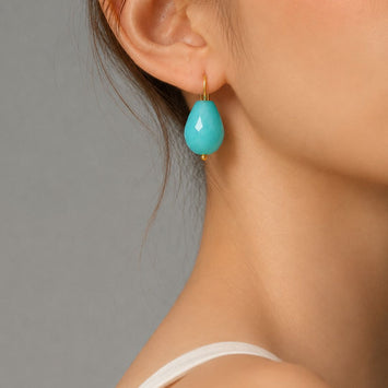 Bold Aqua Blue Agate Beauty Earrings