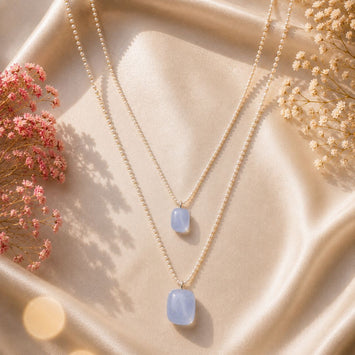 Healing Blue Lace Agate Pendant Layered Chains
