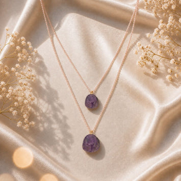 Healing Amethyst Pendant Layered Chains