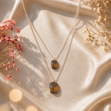 Healing Tiger Eye Pendant Layered Chains