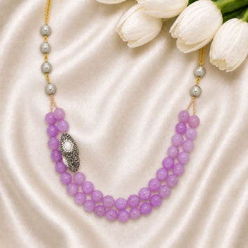 Lustrous Mother of Pearl and Lilac Agate Necklace