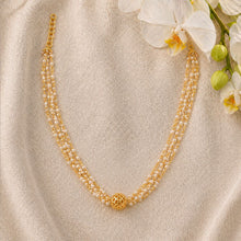 Delicate Pearl Handcrafted Chain with Gold Phulkari Necklace