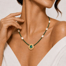 Blooming Floweret Emerald Green Kundan Meenakari Pearl Necklace