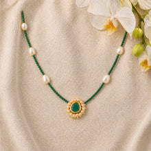 Blooming Floweret Emerald Green Kundan Meenakari Pearl Necklace