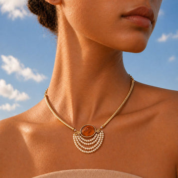 Be U Nature Stone and Shell Pearl Hasli Necklace