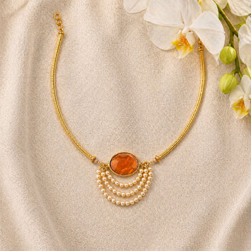 Be U Nature Stone and Shell Pearl Hasli Necklace