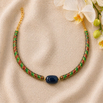Royal Meenakari Hasli with Natural Blue Agate Stone Necklace