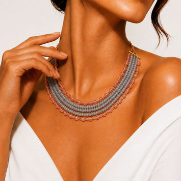 Evergreen Classic Grey Agate and Ruby Chain Choker