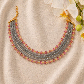 Evergreen Classic Grey Agate and Ruby Chain Choker
