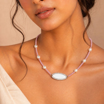 Calming Mother of Pearl and Crystal Necklace