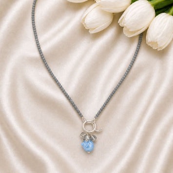 Natural Baroque Pearl Drop Necklace with Grey Agate