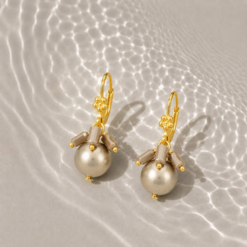 Silver Grey Shell Pearl Shimmer Drop Earrings