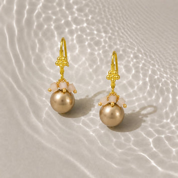 Copper Gold Shell Pearl Shimmer Drop Earrings