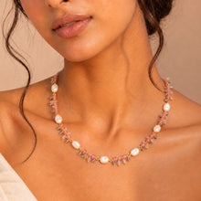 Delicate Ruby Red Chain with Freshwater Pearl Necklace