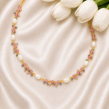 Delicate Ruby Red Chain with Freshwater Pearl Necklace