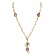 Rose Quartz Chain with Handcrafted Drop Mesh Pendant in Gemstones and Freshwater Pearls