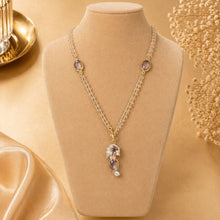 Rose Quartz Chain with Handcrafted Drop Mesh Pendant in Gemstones and Freshwater Pearls