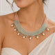 Aquamarine Gemstone Layered Choker Necklace with Freshwater Pearl Drops