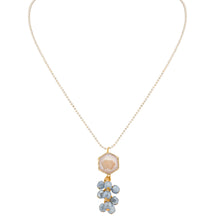Gold Finish Chain with Peach Crystal Pendant and Silver Grey Crystal Drops Necklace