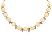 Textured Soft Gold Japanese Pearls with Zircon Crystal Drops Necklace