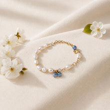Freshwater Pearls Bracelet with Zircon Chain and Blue Quartz Drops