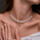 Swarovski Pearls Choker With Silver Finish Zercon Pendant And Peach Moonstone Drop. A Class Collectable To Accentuate Any Look.