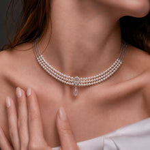 Swarovski Pearls Choker With Silver Finish Zercon Pendant And Peach Moonstone Drop. A Class Collectable To Accentuate Any Look.
