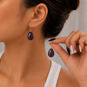 Amethyst Earings Drop Studs. Easy To Wear And Great To Style