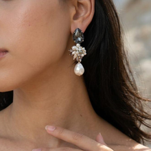 Smoky Purple Crystal and Freshwater Pearl Drop Earrings